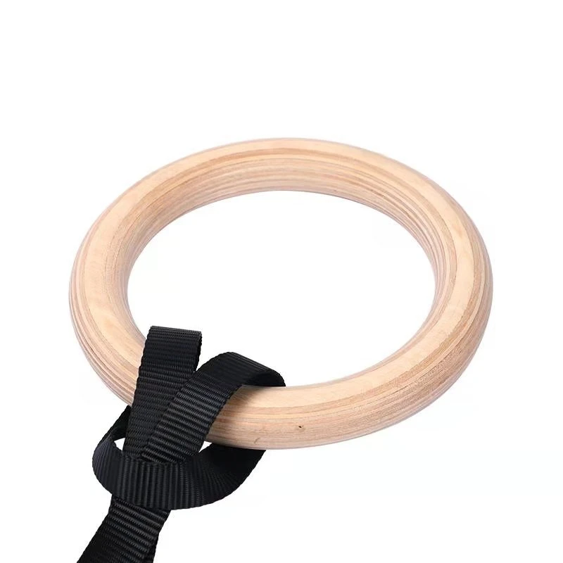Exercise Pull up Gym Rings Yoga Wooden with Safe Strap