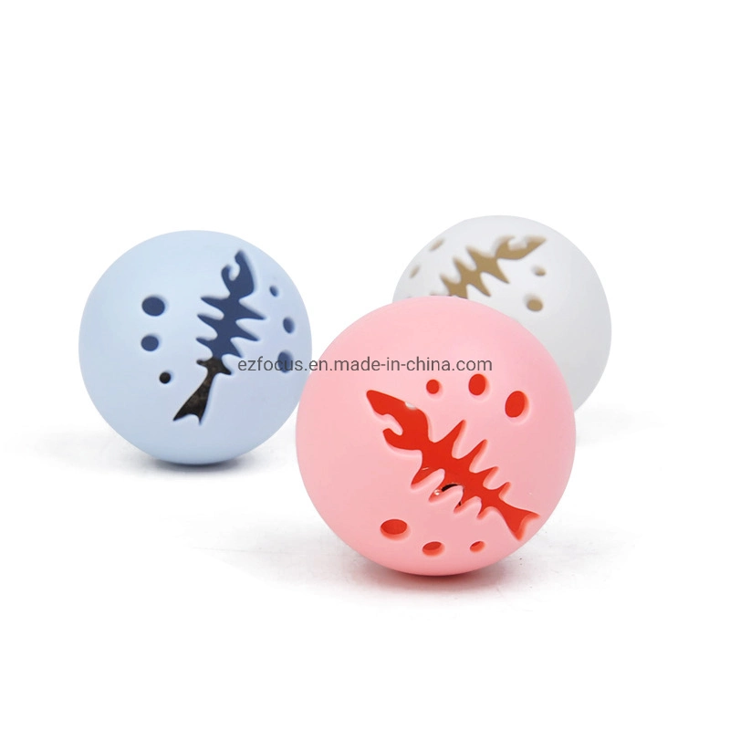 Pet Cat Toy Catnip 3PCS Ball Tri-Color Plastic Interactive Ball Training Sport Small Bell with Flashing Light and Natural Catnip Wbb12733