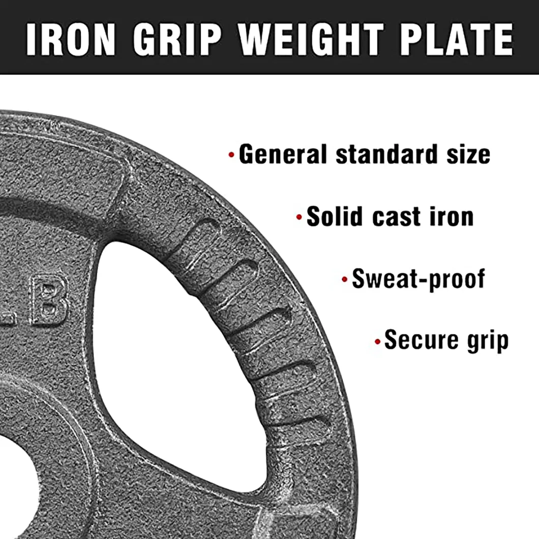 Gym Commercial Triple Holes Baking Hand Grip Oly Barbell Plate Cast Iron Barbell Weight Plate