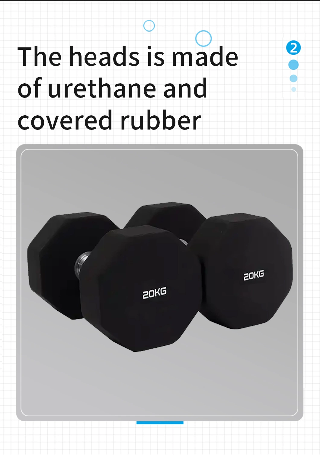 Rubber Coated Pure Steel Dumbbells CPU Octagonal Dumbbell