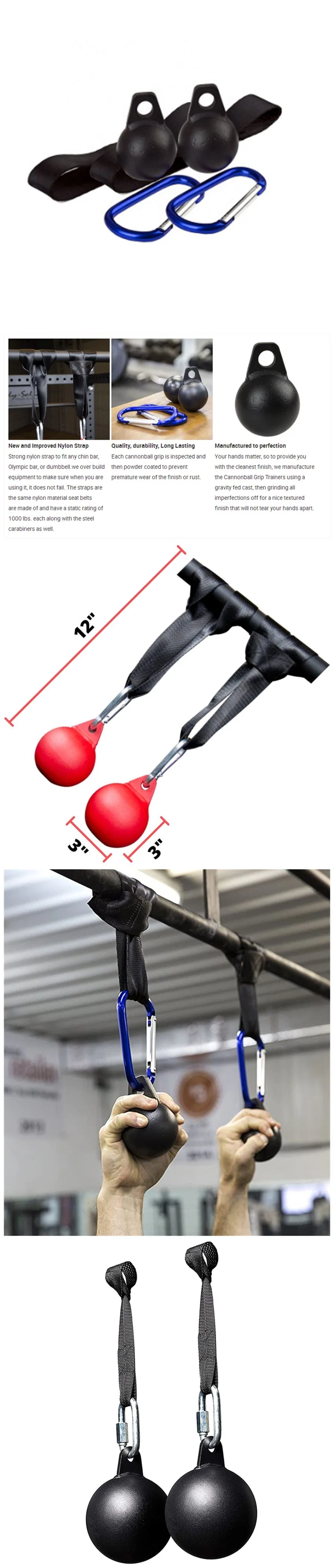 Wellshow Sport Gym 3 Inch Diameter Cannon Ball Grip Set Warrior Training Forearm Climbing Solid Training Cannonball Pull up Power Ball Hold Grips with Straps