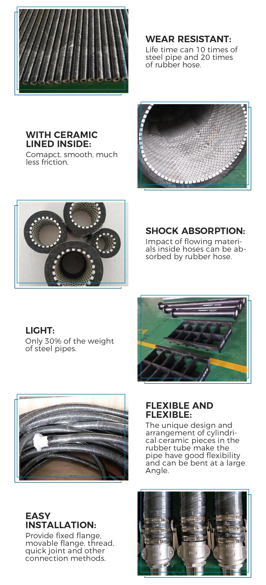 Excellent Abrasion Resistance Ceramic Rubber Tube