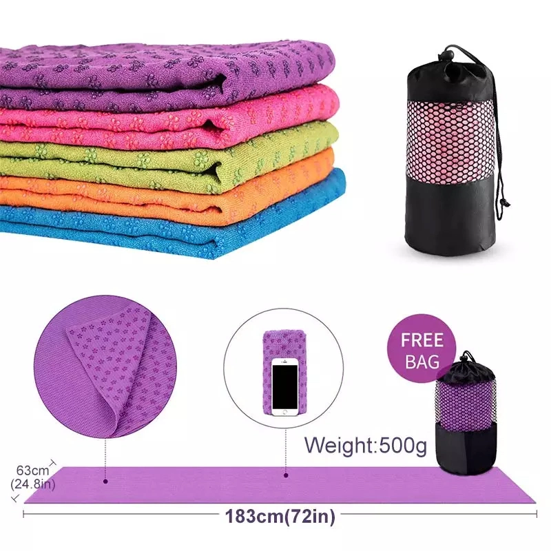 Superior Skillful Hot Yoga Exercise Towel Mats with Non Slip Pattern, Yoga Towel, Custom-Made Absorbed Sport Microfiber Towel for Gym Hiking Beach Swimming