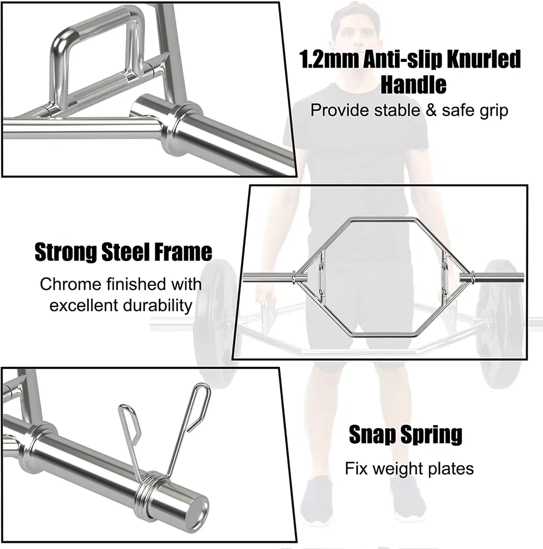 Gym Equipment Weight Lifting Training Hex Trap Bar High Strength Chromed Standard Barbell Bar