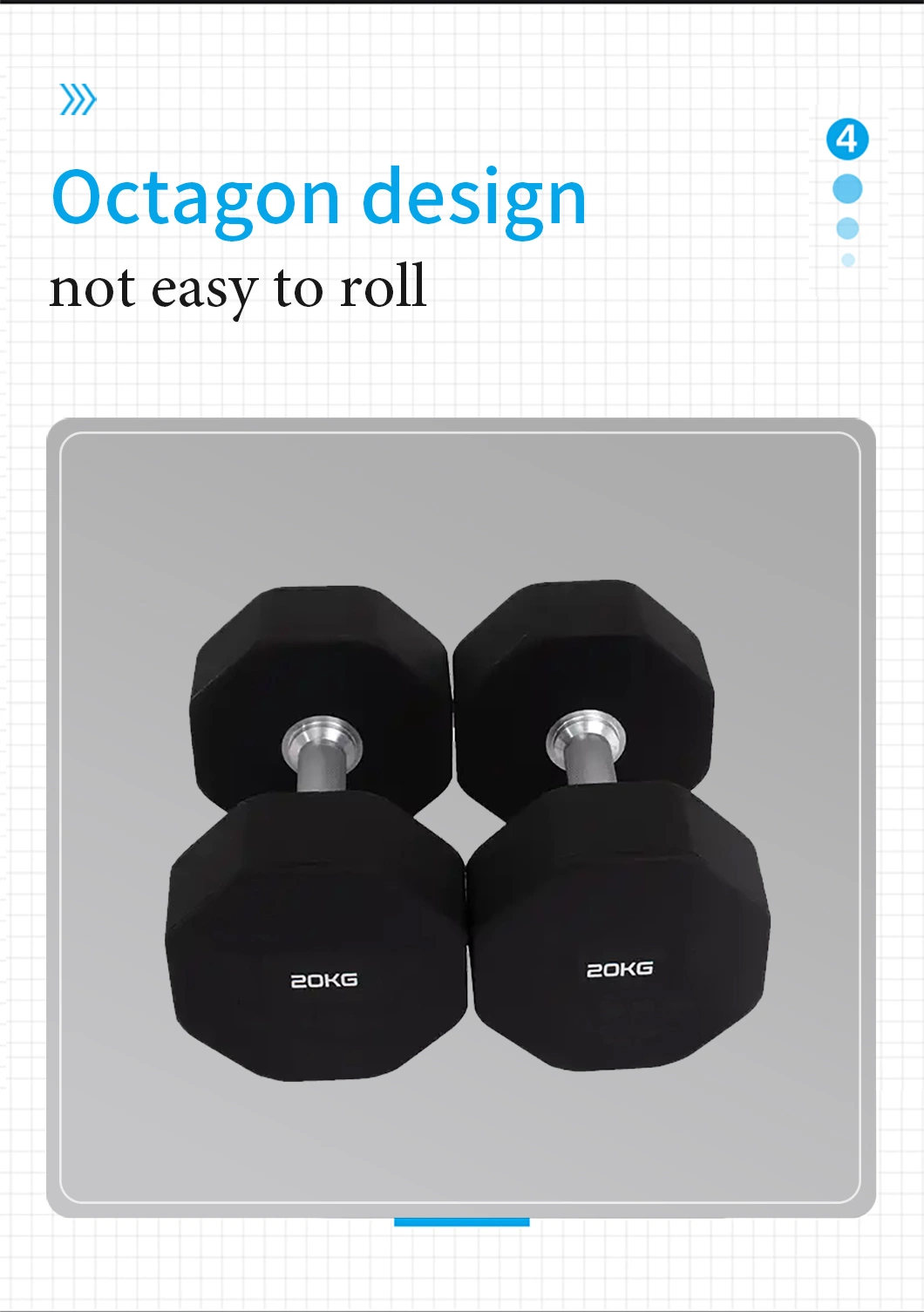 Rubber Coated Pure Steel Dumbbells CPU Octagonal Dumbbell