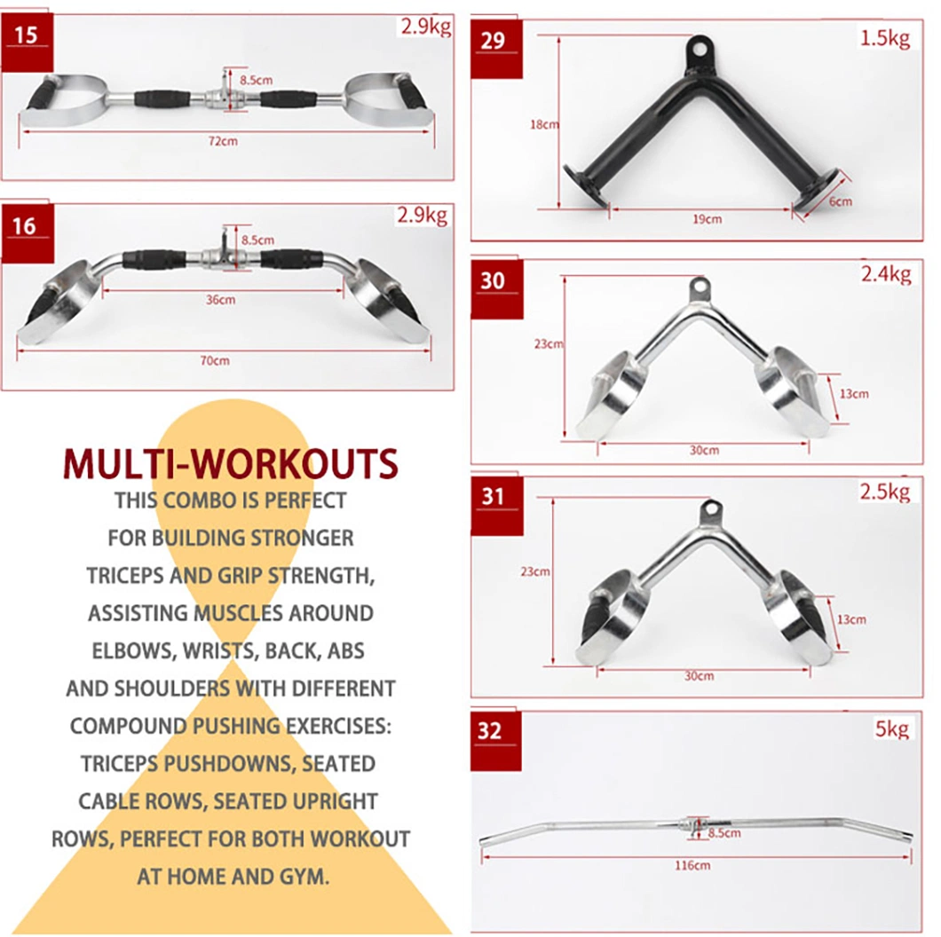 Factory Direct Sale Pull Down up Attachment Cable Machine Accessories Gym /Home Fitness Weight Training Lat Pull Down Bar