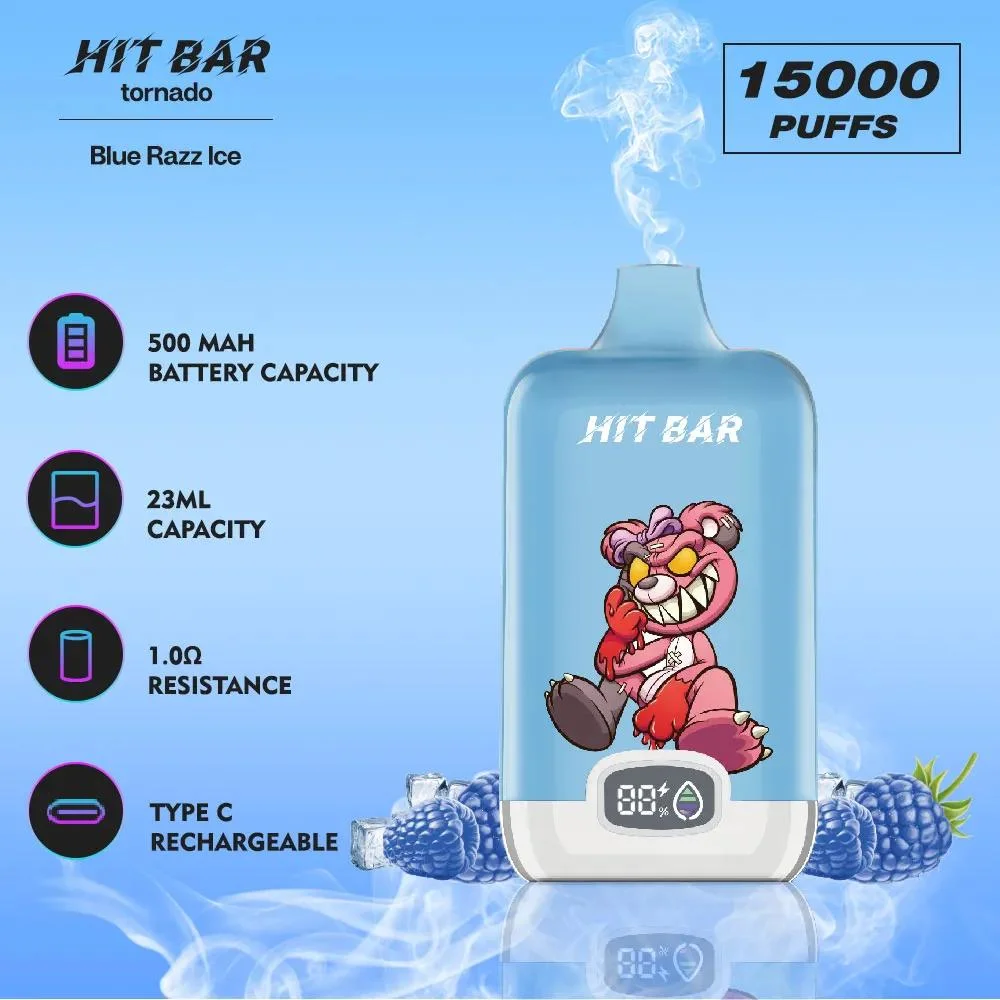 Cute Compact Box-Shaped Design Type-C Rechargeable Disposable Vape Hit Bar Tornado 15000 Puff