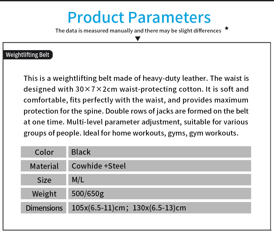 Custom Logo Back Protective Adjustable Leather Weight Lifting Belt