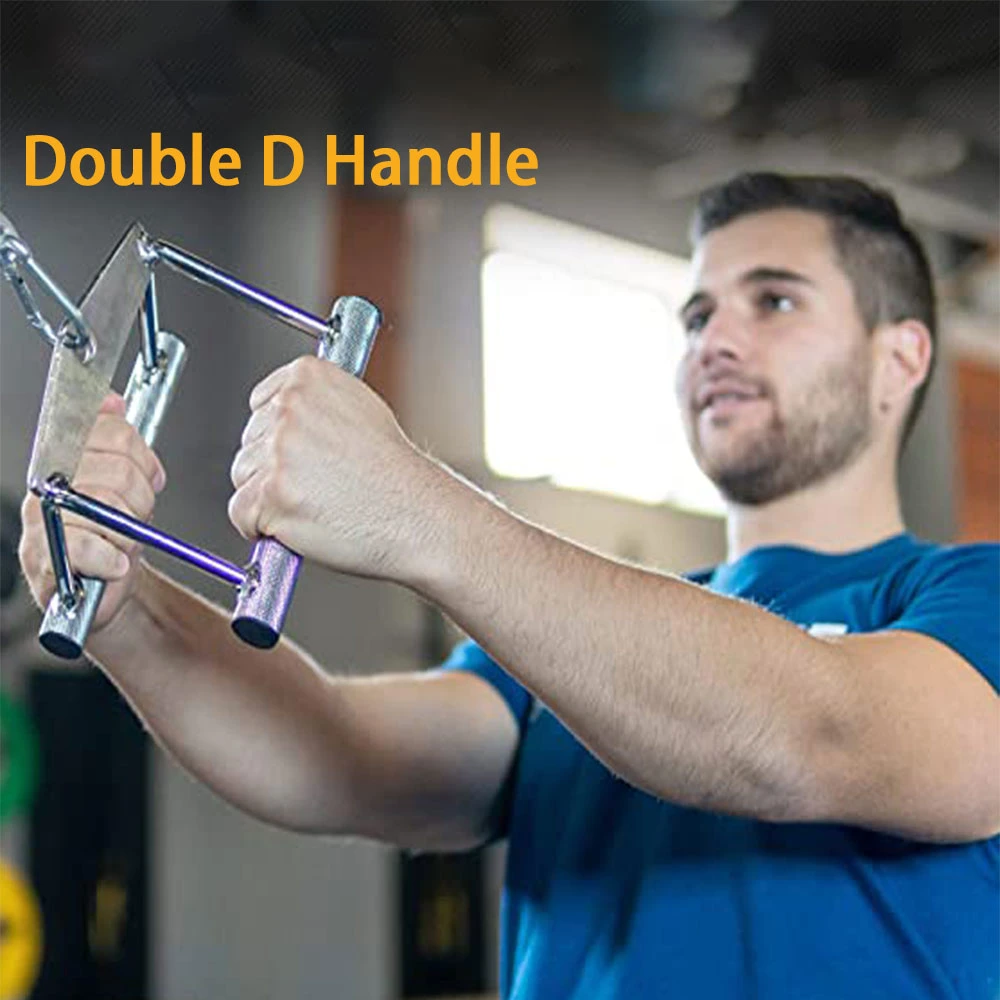 Deluxe Double D Lat Pull-Down Bar Grip Handle Attachment for Endurance Training