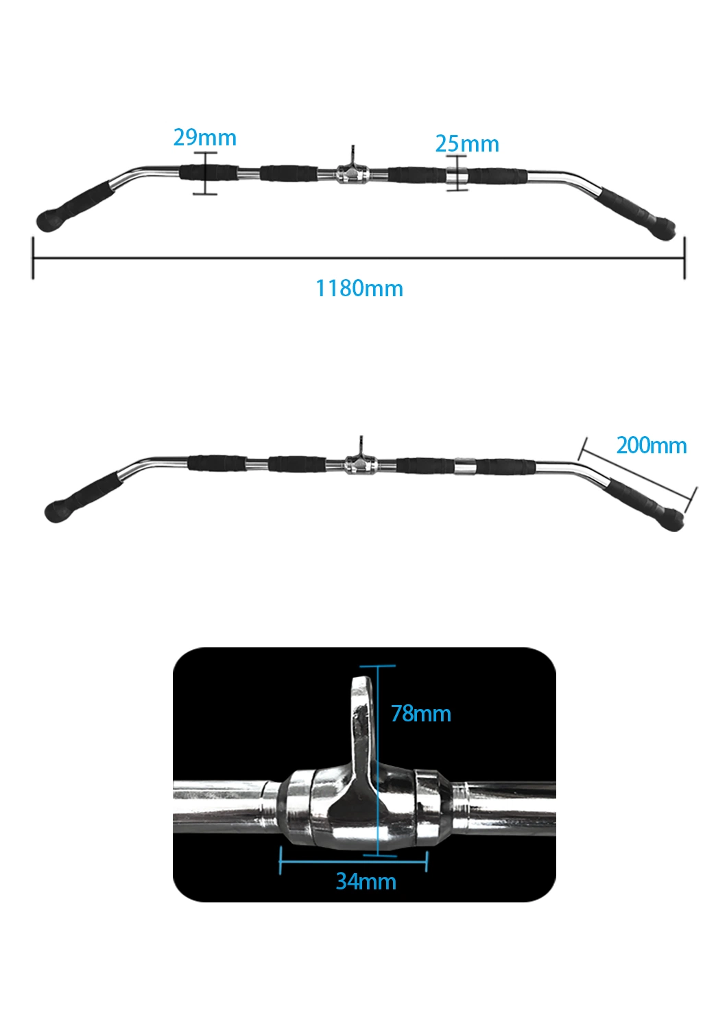 Cable Machine Attachments Lat Pull Down Bar