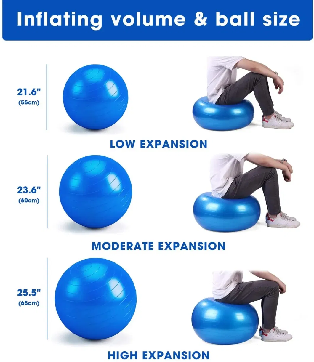 Bpe Wholesale Custom Logo Premium Exercise Gym Ball Home Use Portable 45cm 55cm 65cm 75cm PVC Yoga Ball