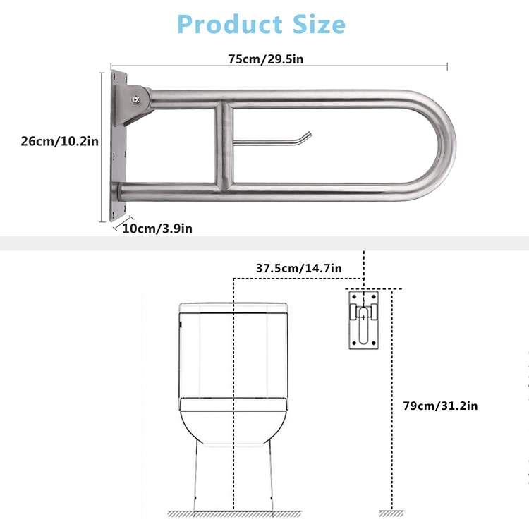 Stainless Toilet Safety Rails Toilet Handrails Hand Grips Handle Shower Assist Aid