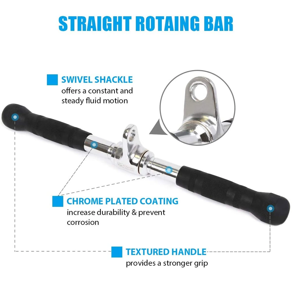20inch Solid Lat Bar with Rubber Handgrips