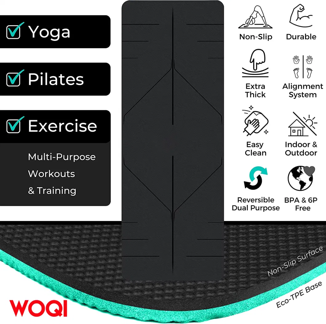 Woqi New Foldable Anti Slip Yoga Mat with Raised Points, 6mm Thick Sports and Fitness Pilates Gymnastics Mat