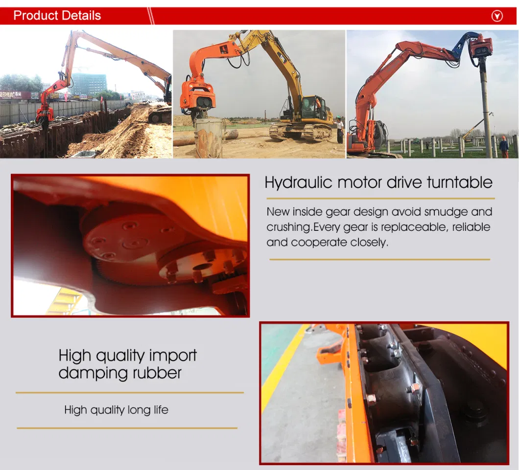 Excavator Pile Hammer Attachments Hydraulic Vibratory Vibro Driver for Z Type Pile