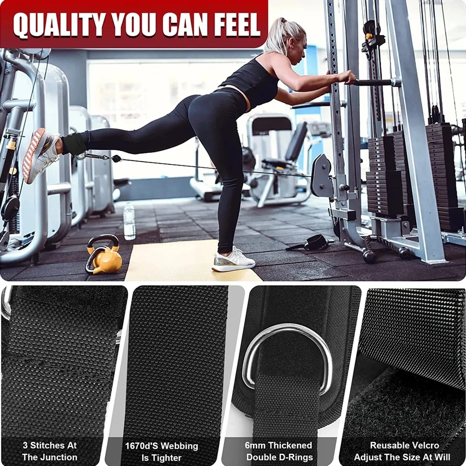 Gym Wholesale High Quality Ankle Straps with Double Metal Buckle