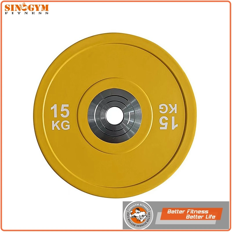 Barbell Weightlifting Rubber Bumper Plate with Solid Steel Hub