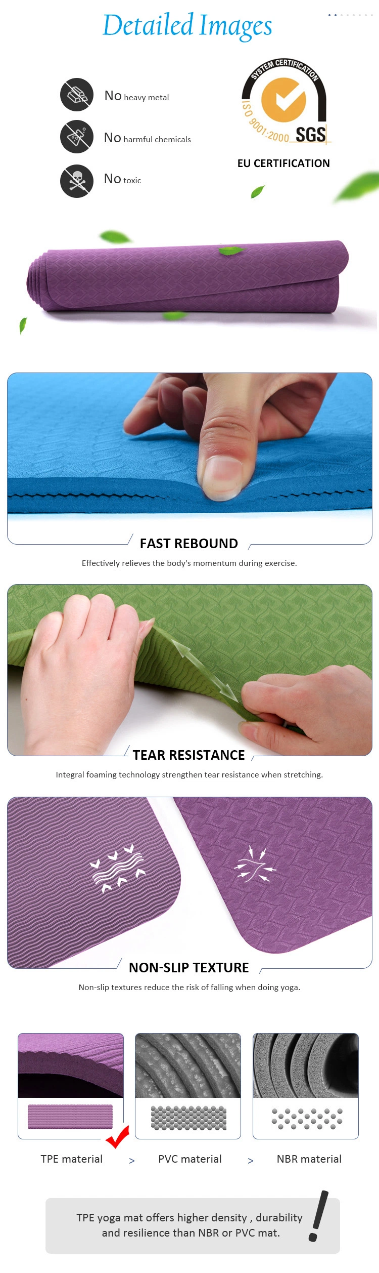 Gym Eco-Friendly Double Color Layer Exercise Non-Slip TPE Foam Yoga Mat