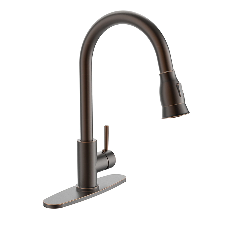 Sanipro New America Style Brushed Nickel Splash Proof Hot and Cold Mixer Kitchen Water Tap Flexible Pull out Faucet