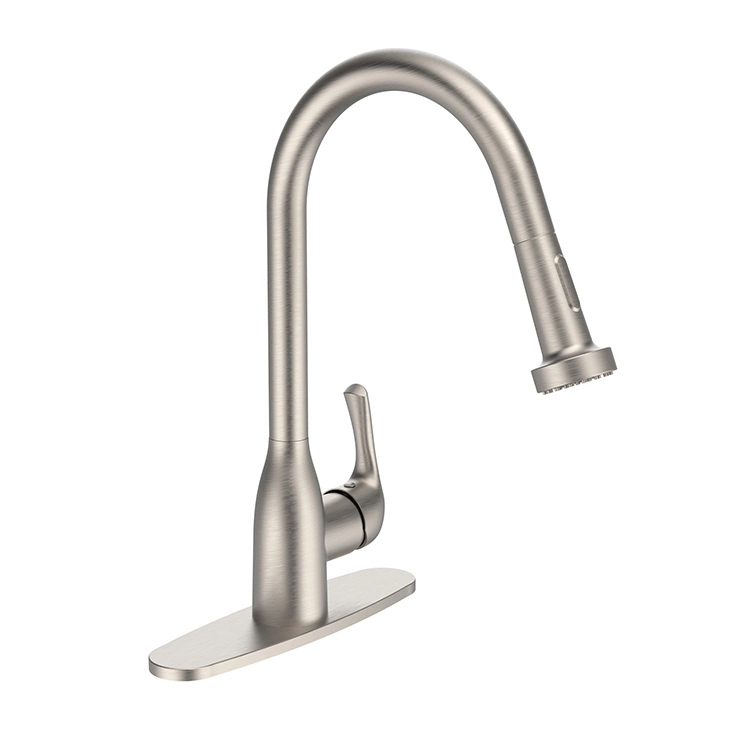Sanipro USA Deck Mounted Hot Cold Mixer Tap 360 Rotate Spout Pull out Kitchen Faucet with Dual Function Shower Head