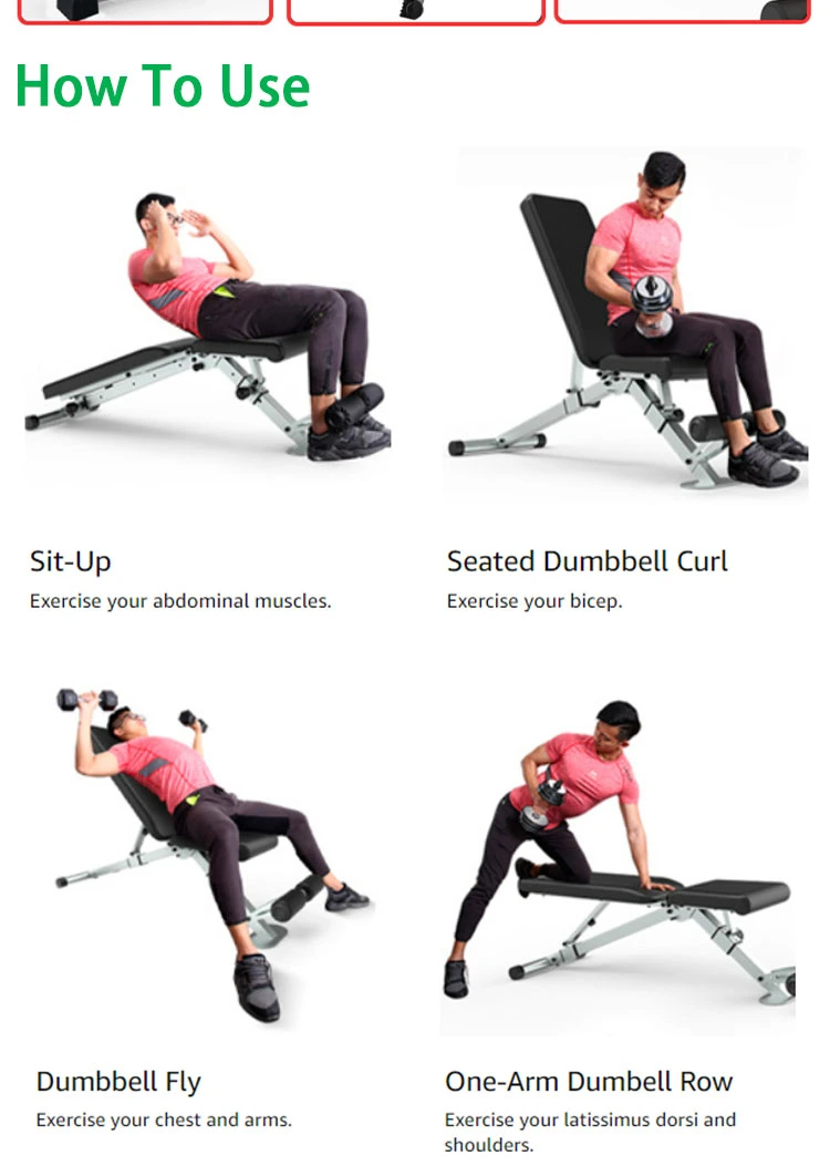 Weight Lifting Dumbbell Sit up Bench Press with Incline Decline