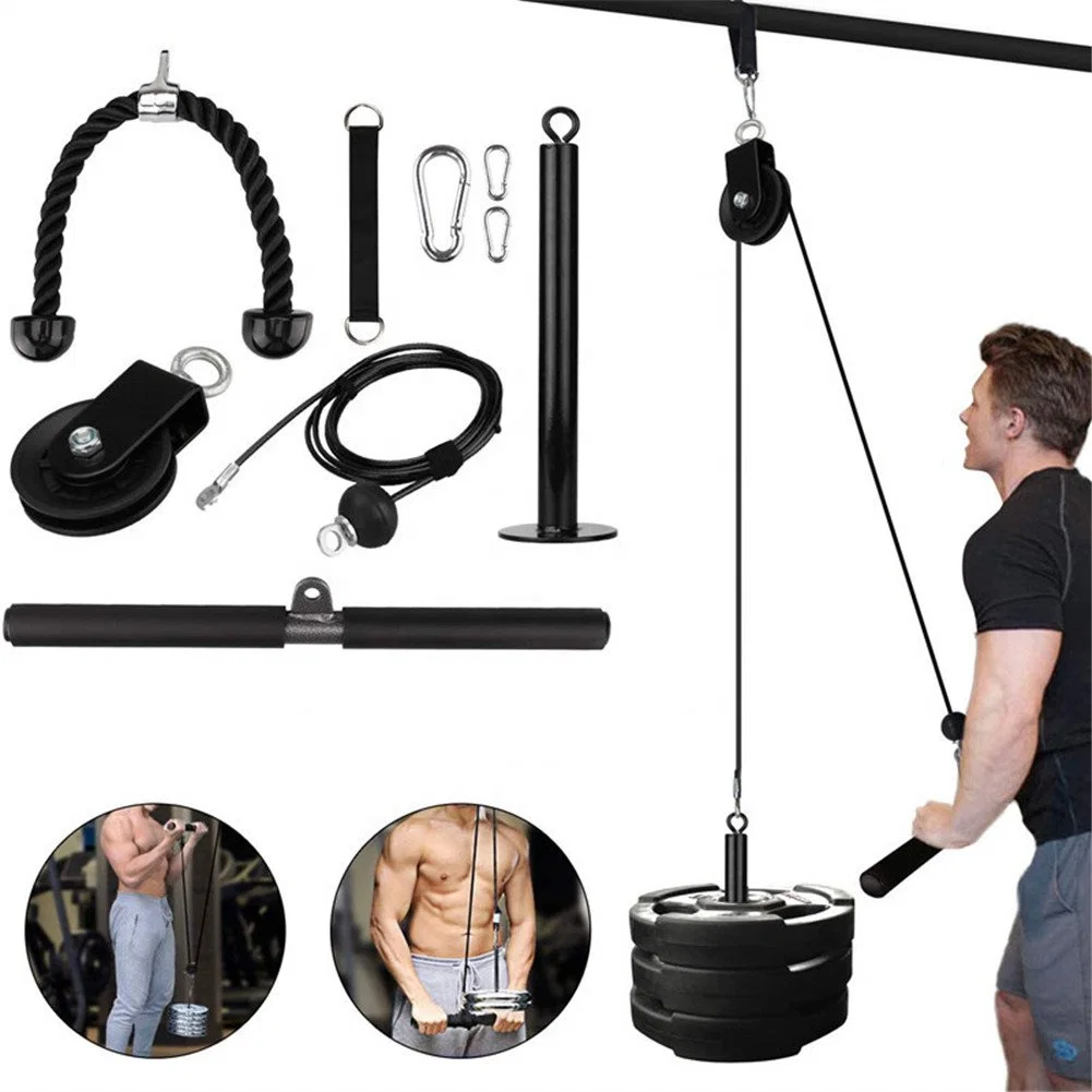 Hot Sale Fitness Pulley Cable Sets Adjustable Loading Pin Triceps Rope Home Gym Equipment Cable