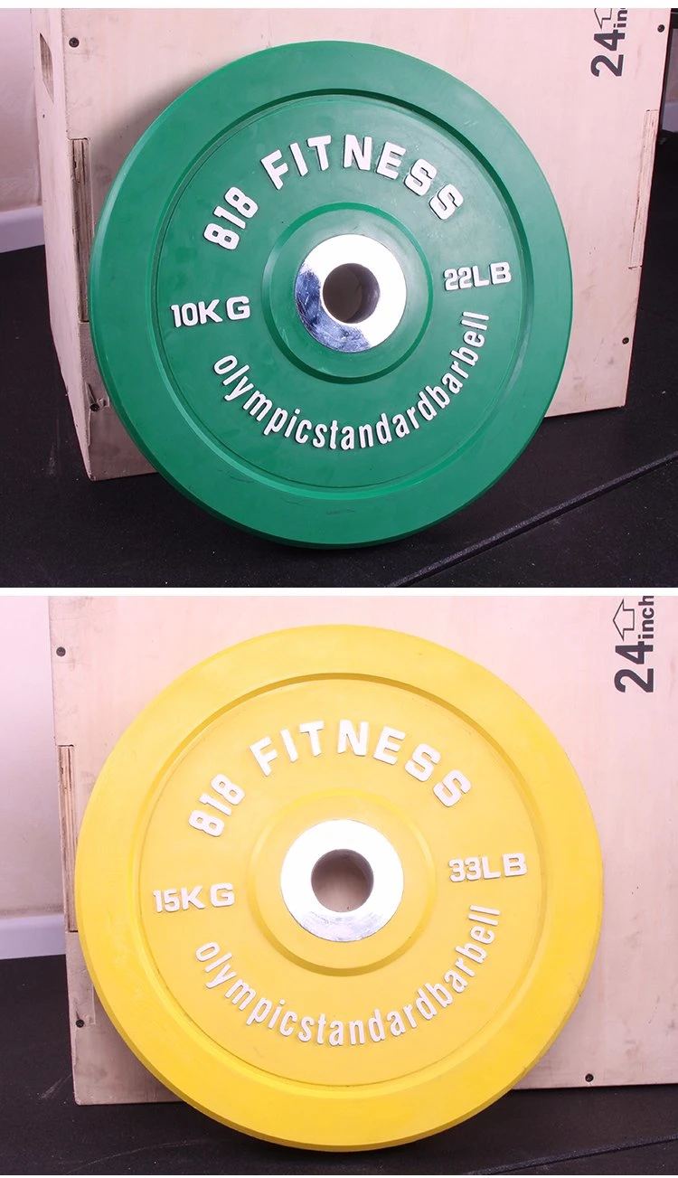 China Hot Sale Fitness Weight Lifting Bumper Color Coded Rubber Weight Plate Gym Color Rubber Bumper Plates