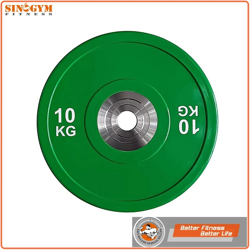 Barbell Weightlifting Rubber Bumper Plate with Solid Steel Hub