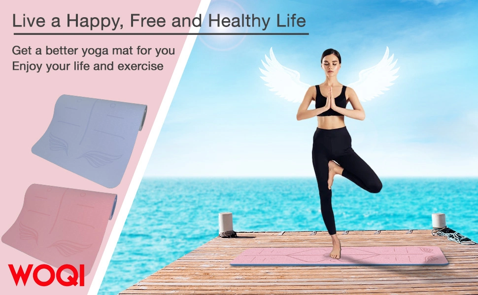 Woqi Customizable Logo Printing Pilates Sports Anti Slip 6mm Thick TPE Yoga Mat