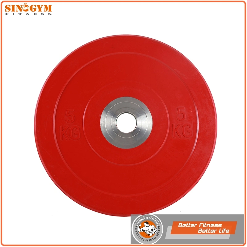 Barbell Weightlifting Rubber Bumper Plate with Solid Steel Hub