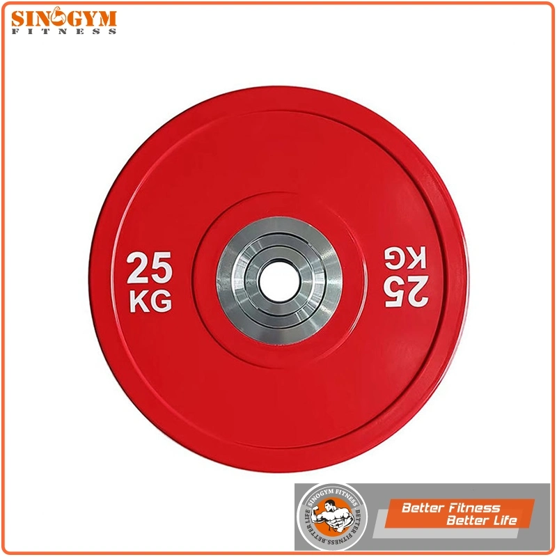 Barbell Weightlifting Rubber Bumper Plate with Solid Steel Hub