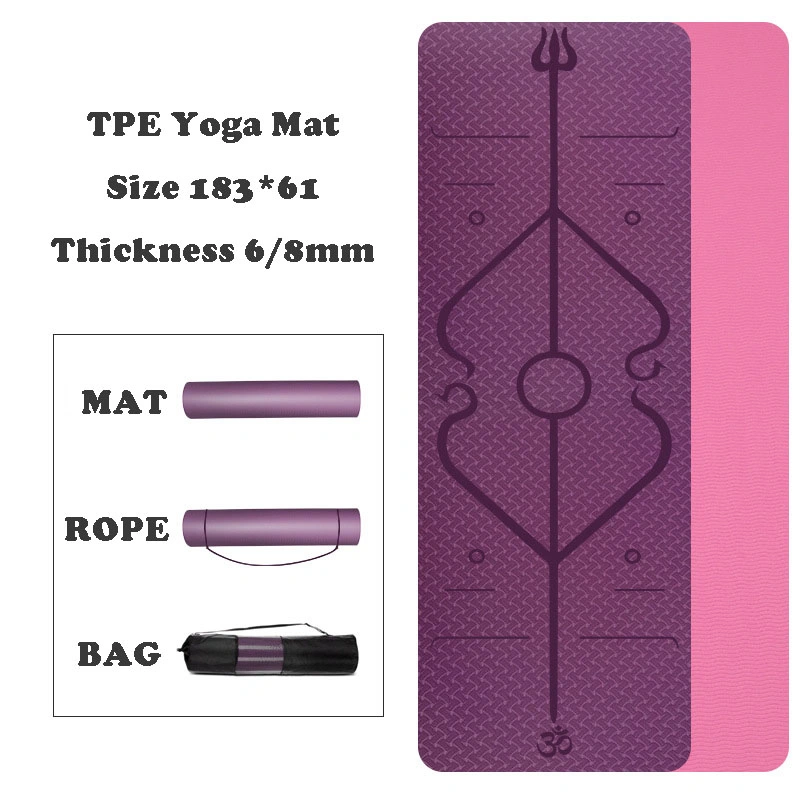 Yoga TPE Rubber Deep Anti-Slip Pattern Gym Exercise Mat