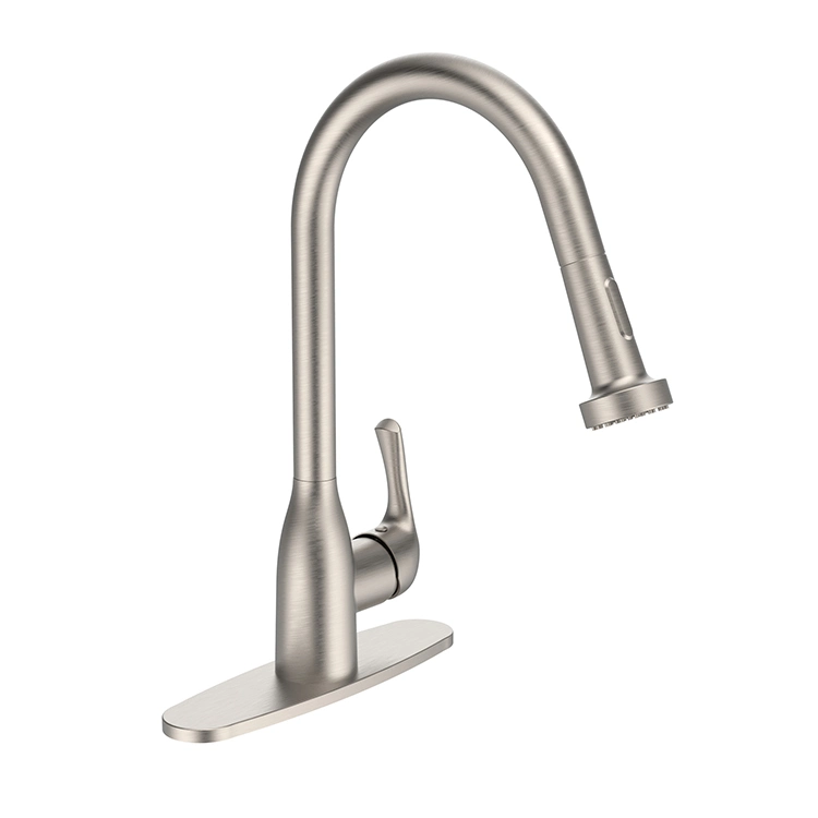 Sanipro New America Style Brushed Nickel Splash Proof Hot and Cold Mixer Kitchen Water Tap Flexible Pull out Faucet