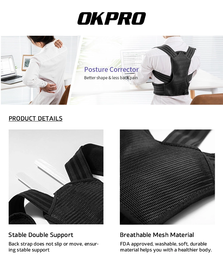 Okpro Back Pack Relief Adjustable Back Support Brace Posture Corrector for Women &amp; Men