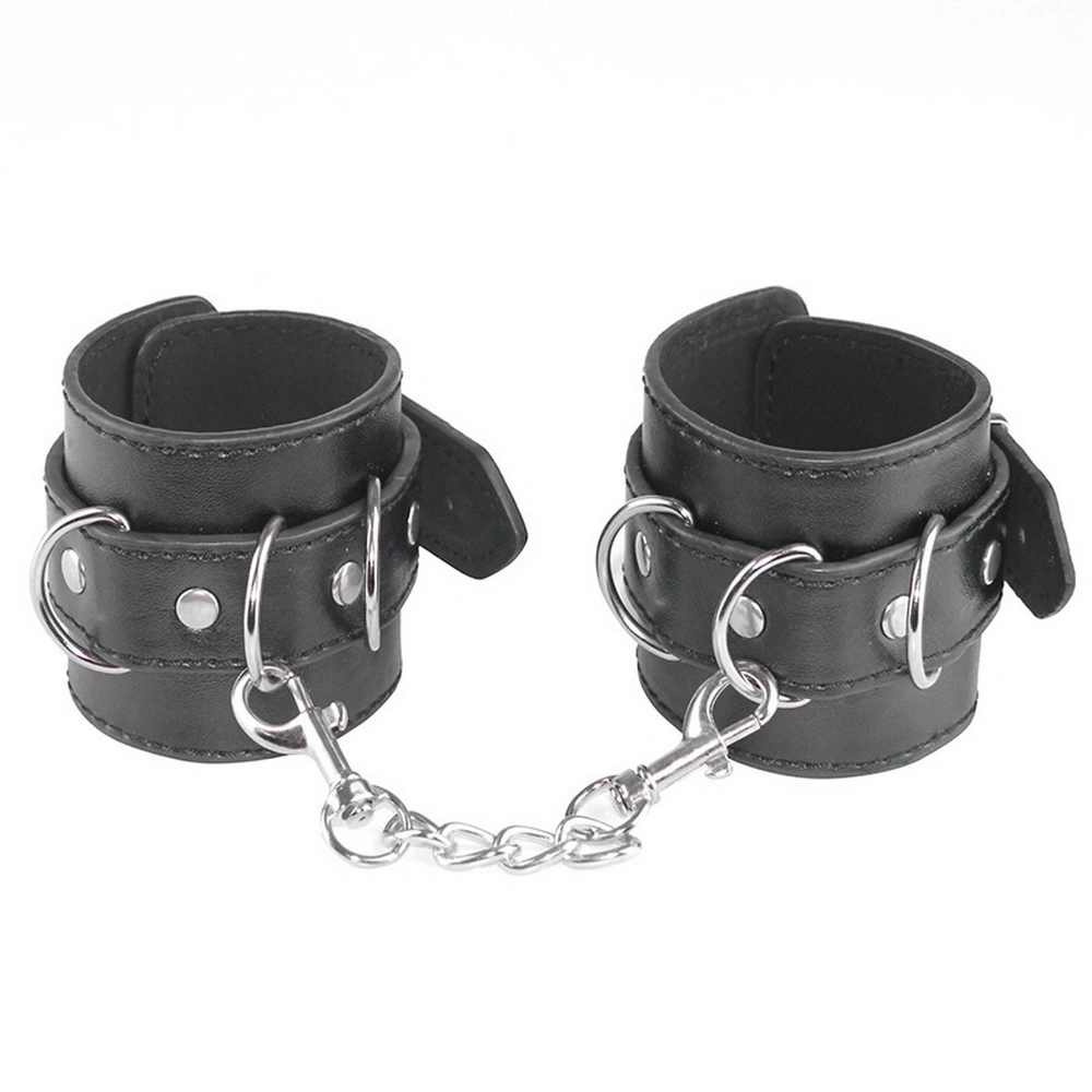PU Material Black Leather Handcuffs Ankle Cuffs