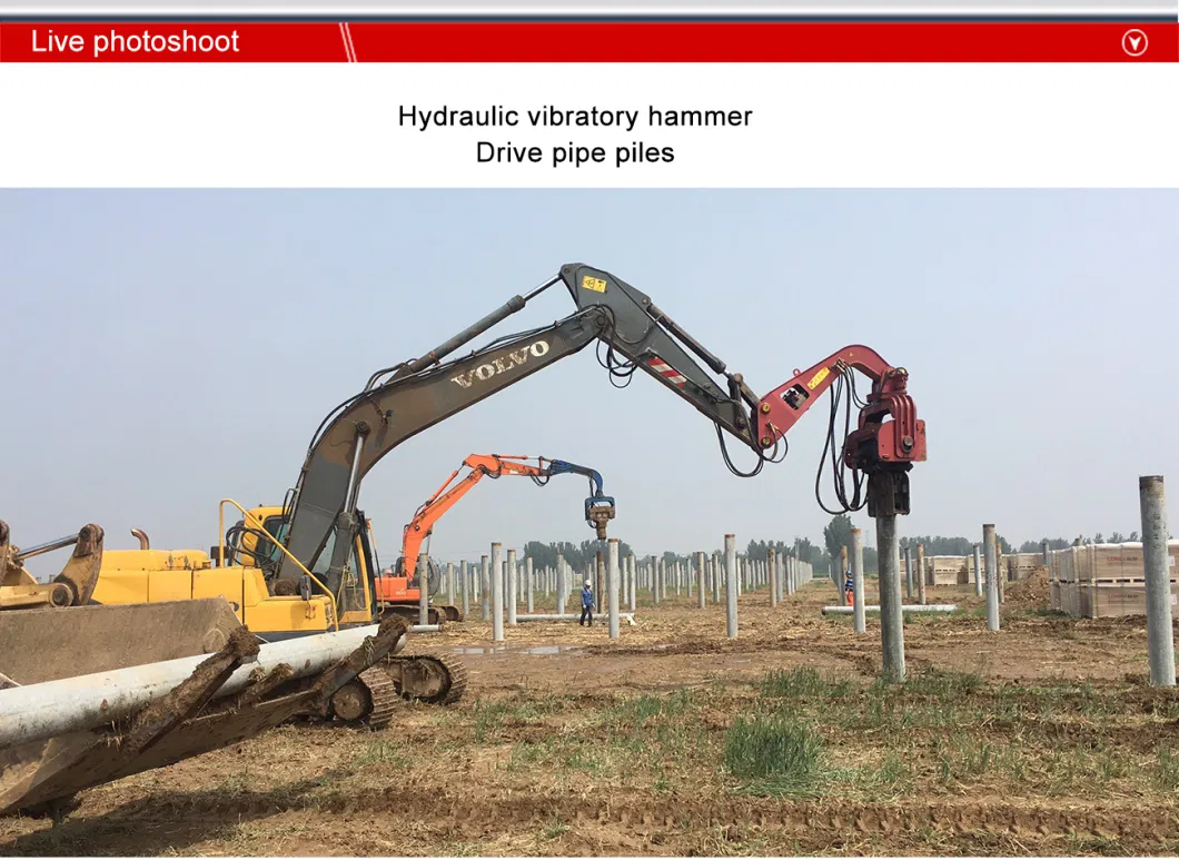 Excavator Pile Hammer Attachments Hydraulic Vibratory Vibro Driver for Z Type Pile