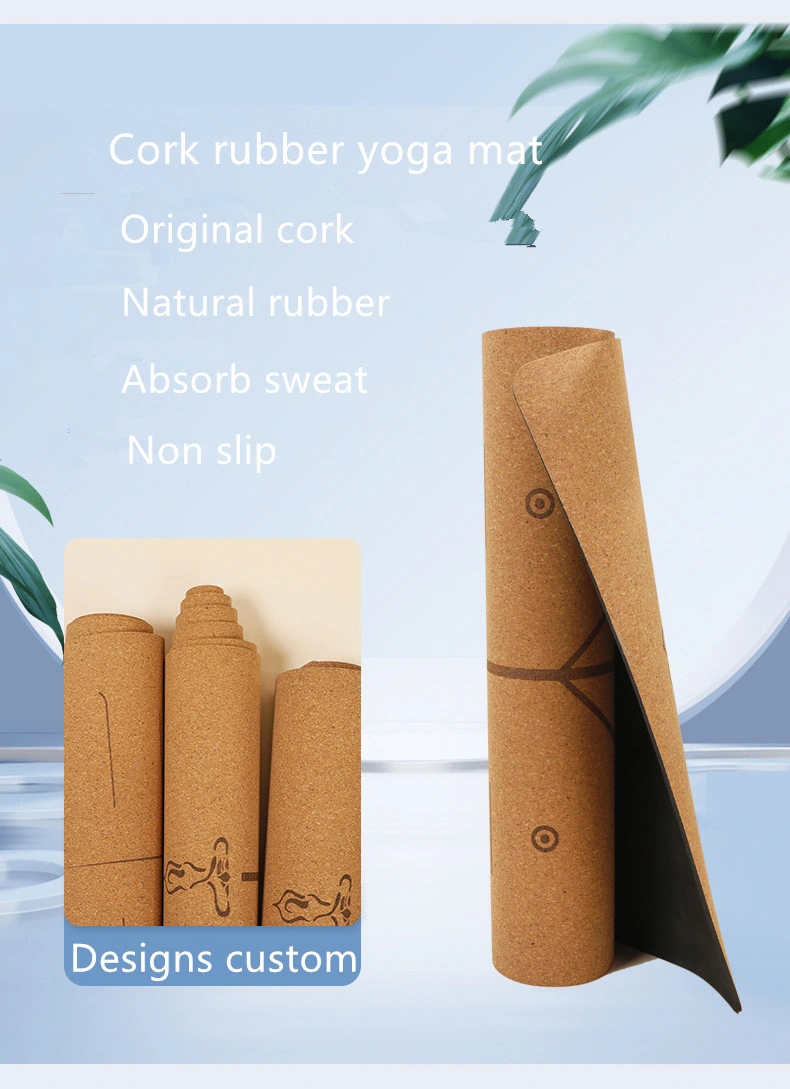 Anti-Slip Natural Rubber Eco Friendly Cork Yoga Mats Exercise Mat