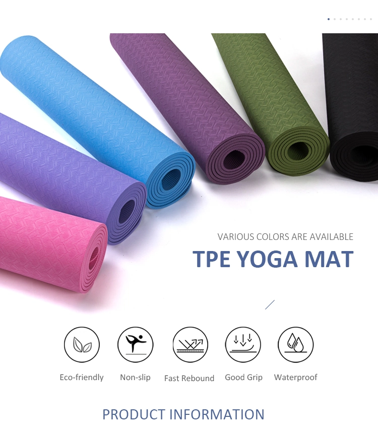 Fitness Anti Slip Mat Yoga TPE Mat TPE 6mm 8mm 10mm, Wholesale Nonslip Custom Printed Eco Friendly TPE Yoga Mat