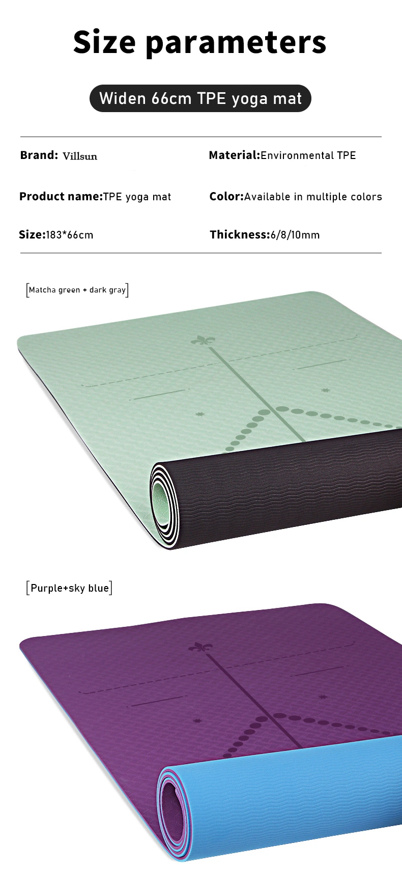 Custom Printed Eco Friendly Gym TPE Yoga Mat with Strap for Women