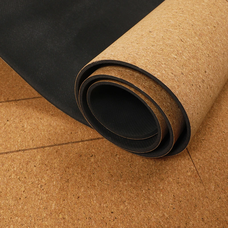 Anti-Slip Natural Rubber Eco Friendly Cork Yoga Mats Exercise Mat