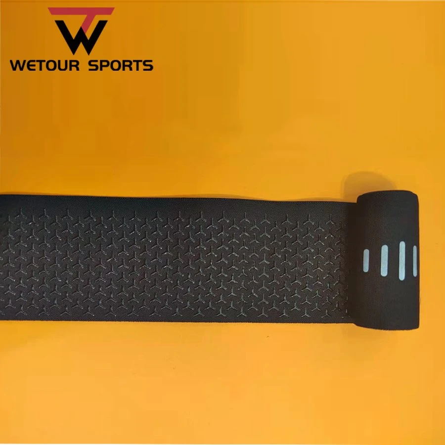 High Stretch Cycling Wears Silicone Printed Elastic Webbing Power Band with Reflective Customized Logo