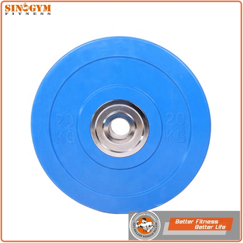 Barbell Weightlifting Rubber Bumper Plate with Solid Steel Hub