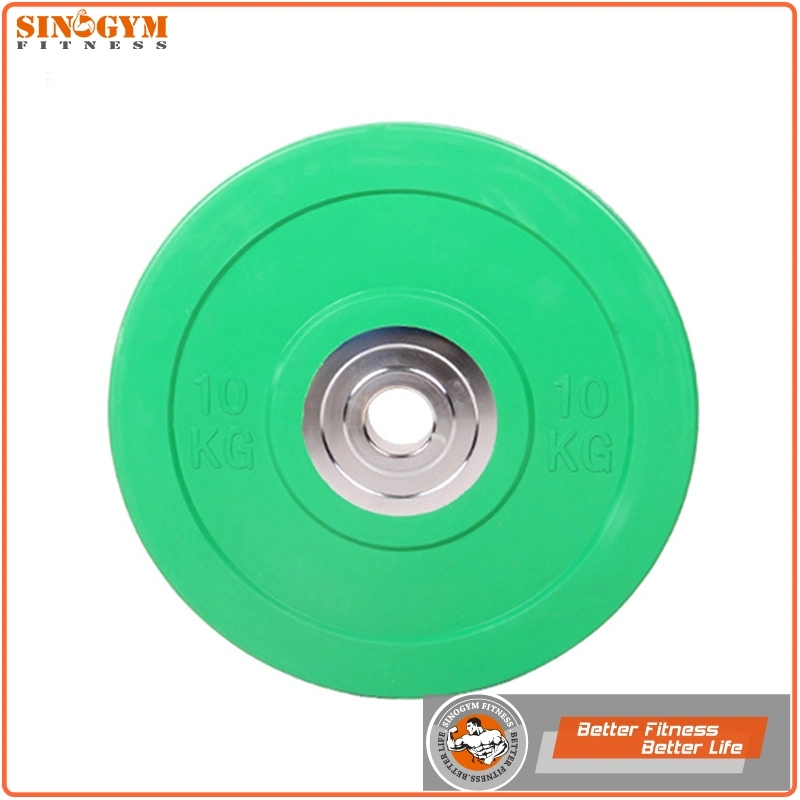 Barbell Weightlifting Rubber Bumper Plate with Solid Steel Hub