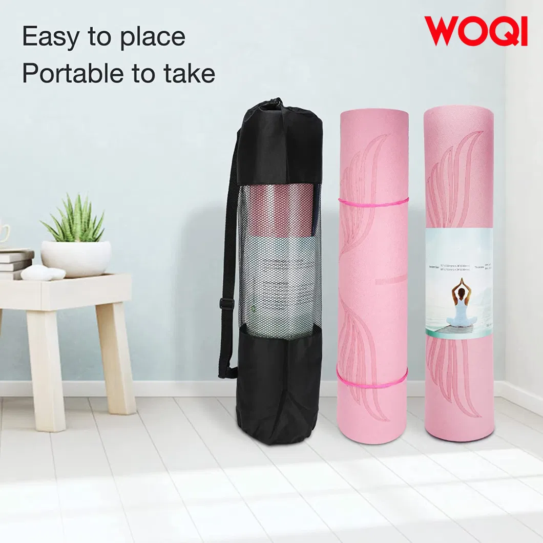 Woqi Customizable Logo Printing Pilates Sports Anti Slip 6mm Thick TPE Yoga Mat