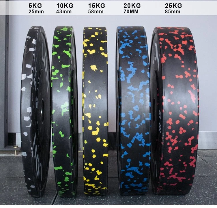 Hot Selling Commercial Top Grade Quality Home Gym Fitness Equipment Cross Bumper Plates with Colored Fleck