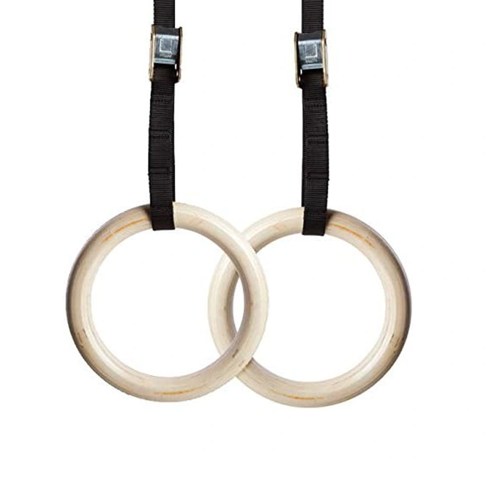 Customized Wooden Gymnastic Ring with Nylon Straps Gymnastic Wood Gym Ring