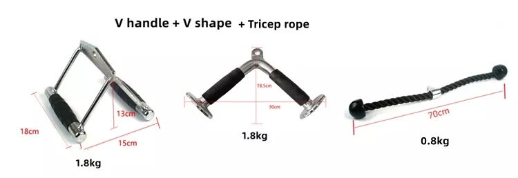 Weight Machine Accessories with Press Down Cable Attachment V Handle with Rotation Tricep Rope Rotating Bar