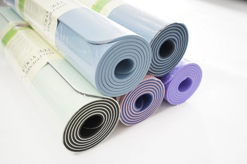 6mm Double Layers TPE Custom Print Logo Label Waterproof Anti Slip TPE Eco Yoga Mat