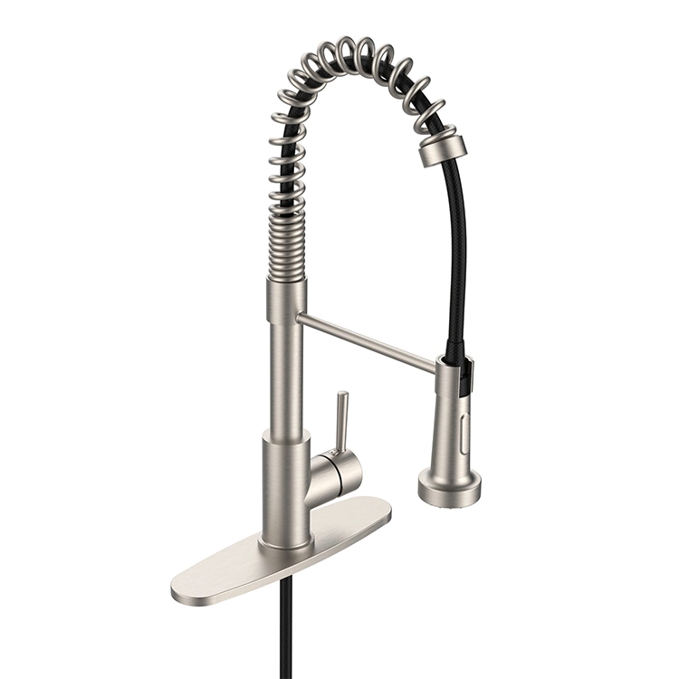 Sanipro Wholesale Zinc Alloy Single Handle Sink Taps Mixers Water Tap Contemporary Spring Pull Down Spray Kitchen Faucet