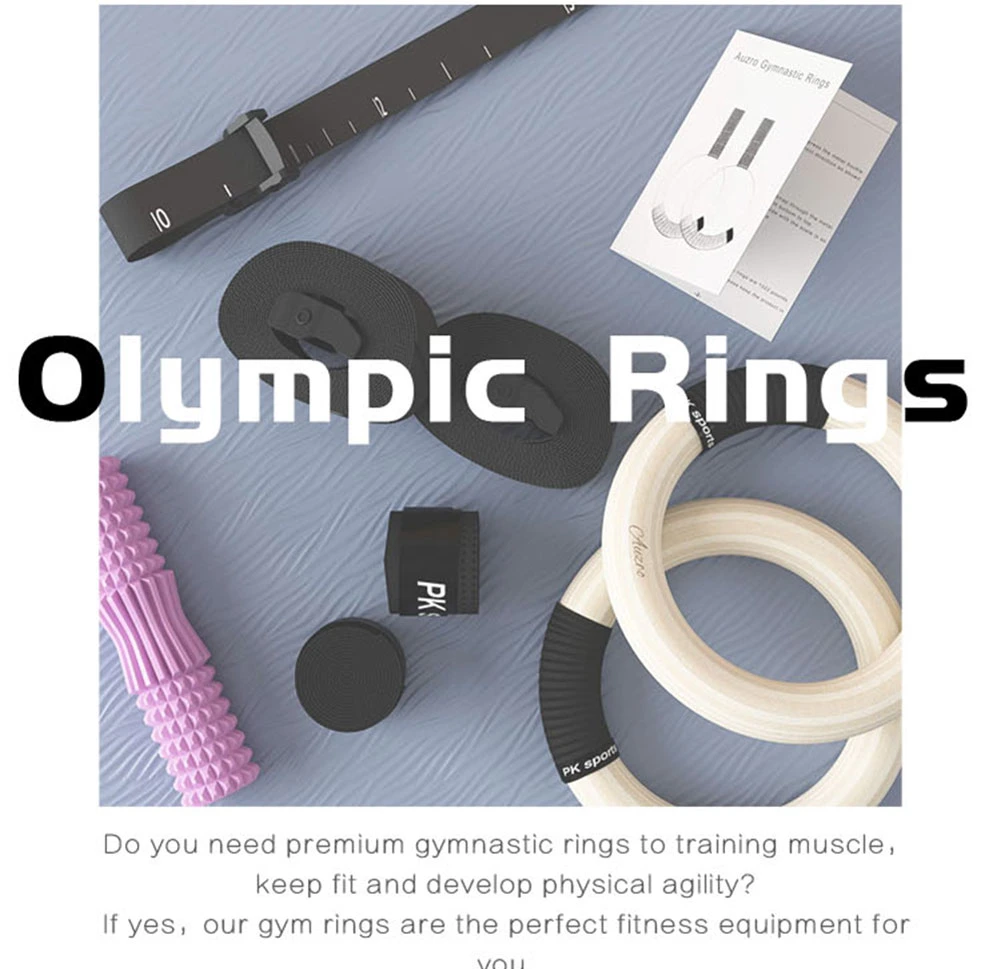 Customized Anti-Slip Metal Handle Wooden Gymnastics Ring for Home Gym Full Body Workout